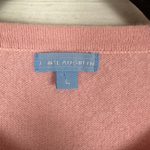 Women's EUC J McLaughlin Pink Cashmere Rolled Hem Short Sleeve Sweater Size L - Picture 4 of 6
